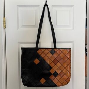 Bree Black and Brown Patchwork Tote Bag